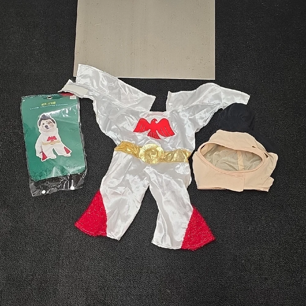 Elvis Dog Costume - White, Red, and Gold
